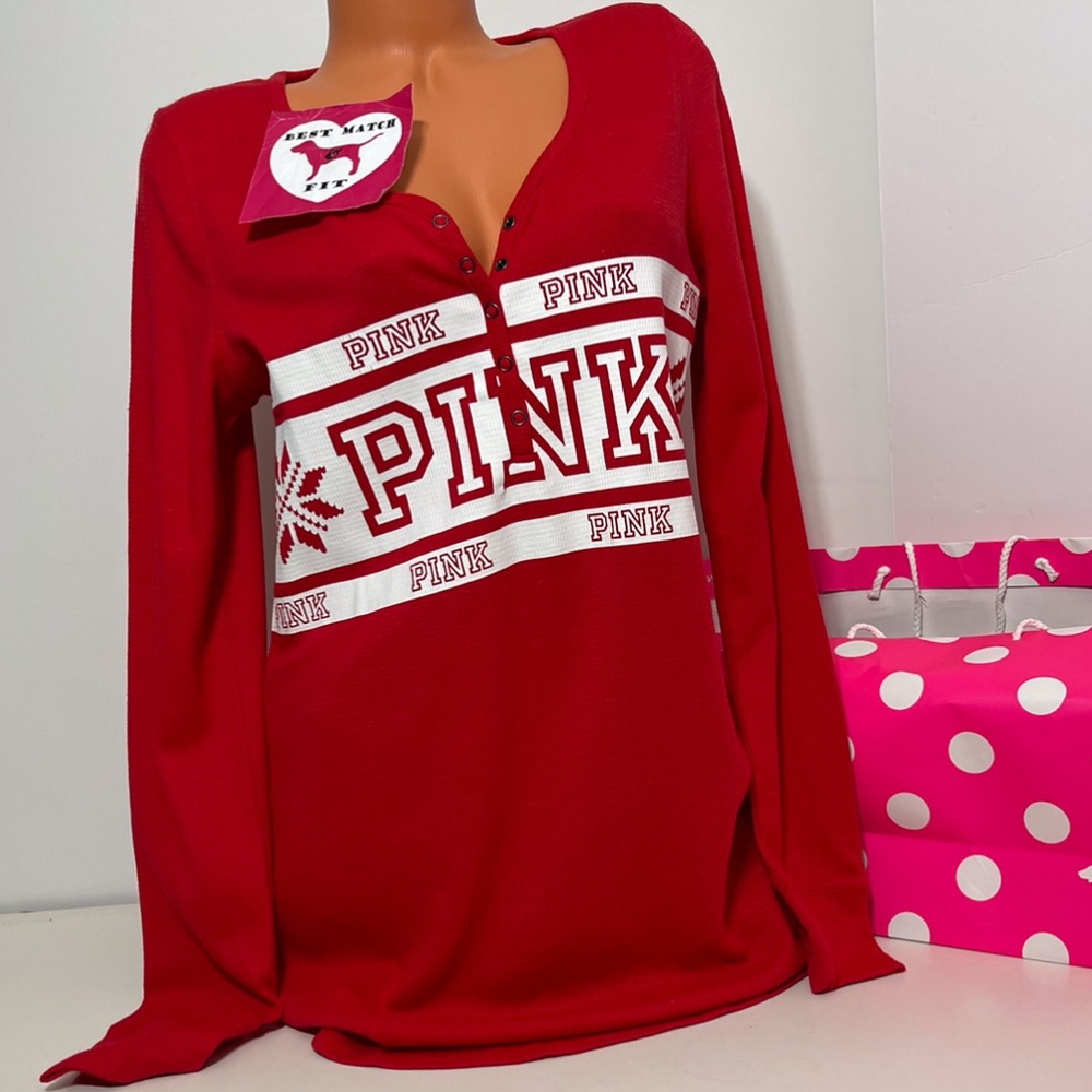 Victoria’s Secret PINK XS S M L Logo Sleep Shirt Snowflake Christmas